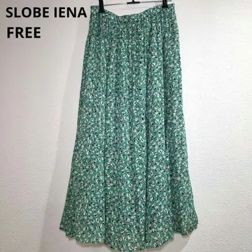 SLOBE IENA 롱 플레어 스커트 꽃무늬 그린 그린