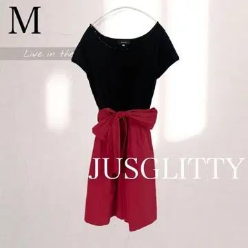 JUSGLITTY 저스길리티 반팔 원피스 M 블랙/레드