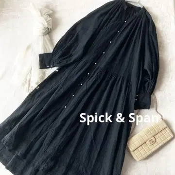 스픽 앤 스팬 * 크레이프 코튼 맥시 자수 드레스 원피스 * 블랙
