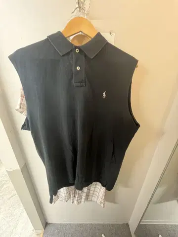 폴로 랄프 로렌 슬리브리스 폴로 셔츠 블랙