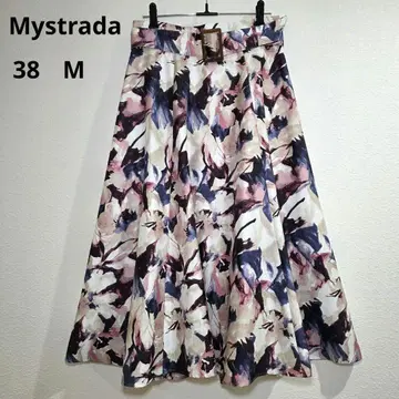 Mystrada 롱 플레어 스커트 꽃무늬 38 M 핑크 퍼플