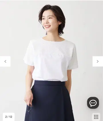 JPRESS 수분 흡수 속건성 레이시 콤비 프렌치 슬리브 티셔츠