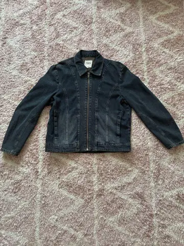 ZARA 다크 블루 지퍼 업 데님 자켓 M