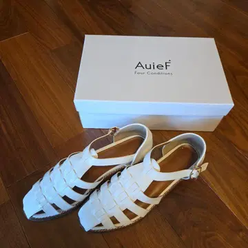 새상품 Auief 화이트 뜨개질 스트랩 구르카 샌들