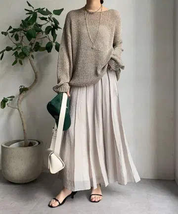 DOUDOU(두두) 시어 패널 플리츠 스커트