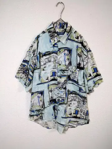 키랄고 레이온 셔츠 남성용 L~XL 상당 한국제 올 패턴 레이온 100%