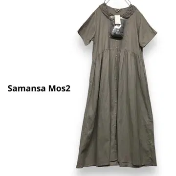 Samansa Mos2 옷깃 레이스 핀턱 원피스 린넨 원피스