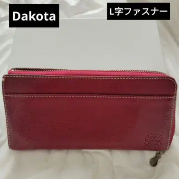 Dakota 빨간색 가죽 L자 지퍼 장지갑 소가죽