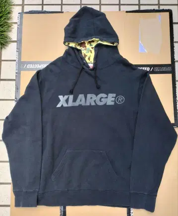 XLARGE 블랙 카모플라쥬 후드 부착 후드티