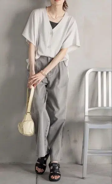 미사용 택 포함 글로벌 워크 반팔 스키레이 가디건