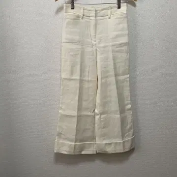 새상품 도로시 슈마허 롤업 와이드 팬츠 화이트 린넨 면