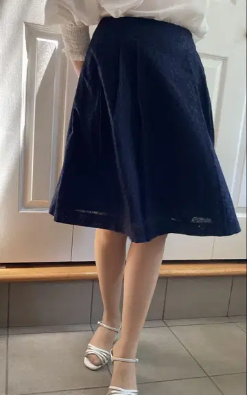 M'S GRACY 인디고 블루 플레어 스커트 36