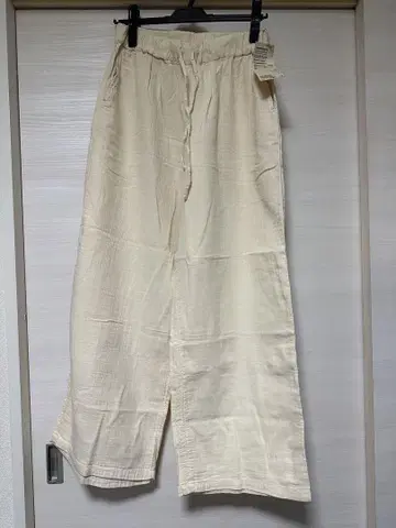 무인양품 무지 부드러운 짜기 거즈 롱 팬츠 아이보리 L