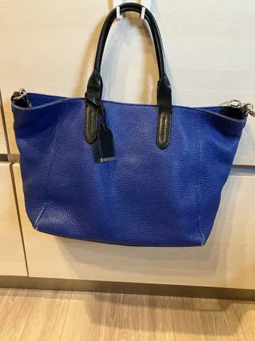 콜한 가죽 토트백 파랑