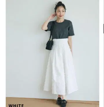 basementonline 프린지 플레어 스커트 화이트 M 사이즈
