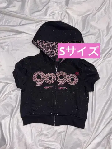 9090 OG 로고 글리터 하프 지퍼 후드 티셔츠 S