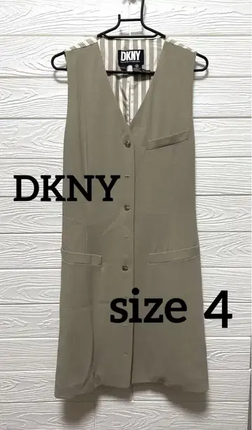 DKNY 슬리브리스 롱 원피스 베이지