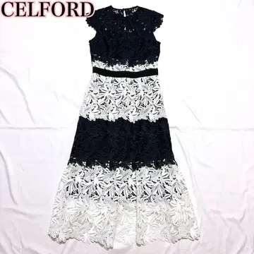 CELFORD 셀포드 케미컬 레이스 원피스 바이컬러 A 라인