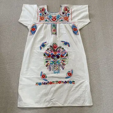 컬러풀 자수 반팔 셔츠 원피스