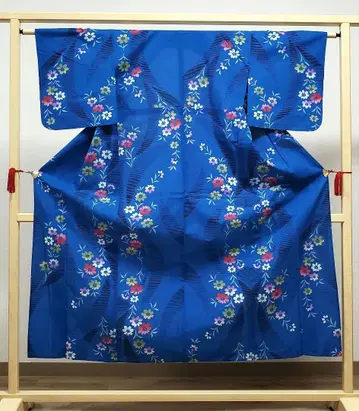 A 유카타 귀여운 꽃 무늬 파란색 멀티 컬러 면 여름 아이템 기모노