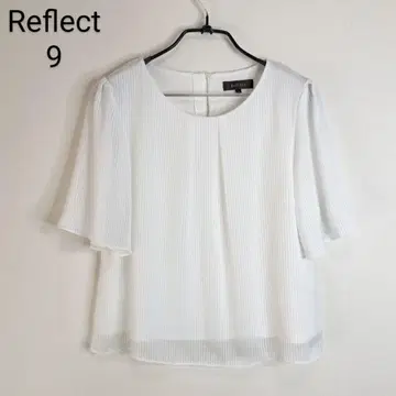 Reflect 시어 새틴 스트라이프 블라우스 화이트