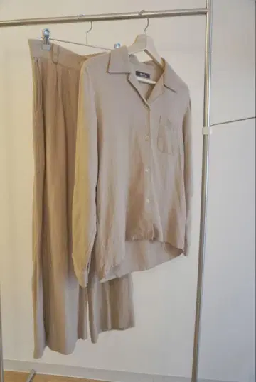 셋업 여름 브라운 코튼 린넨