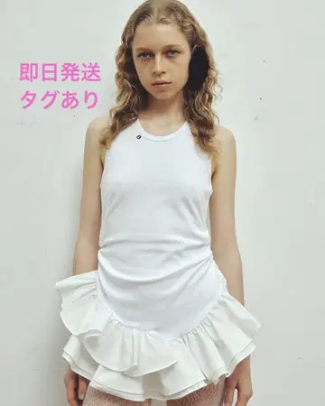 새상품 bibiy IRIS RUFFLE TOP 탱크탑 원피스 화이트
