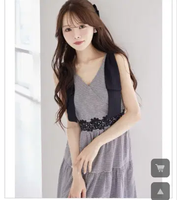 어깨 리본 포함 허리 레이스 장식 티어드 원피스