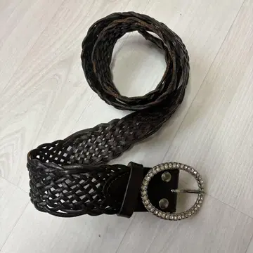 MICHEL KLEN PARIS 스톤 버클 두꺼운 벨트 가죽 웨빙