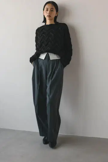 STYLEMIXER 허리 폴드 팬츠 그레이 M 사이즈 완판템