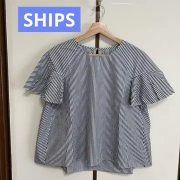 [새상품급] SHIPS 쉽스 플레어 슬리브 스트라이프 셔츠