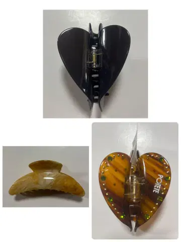 POTEET 하트 모양 헤어 클립 블랙 생일 클립