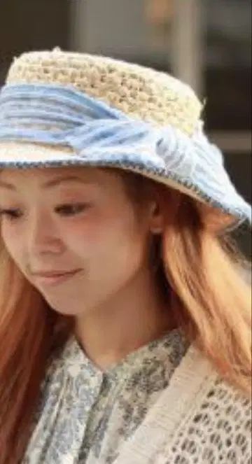 블루 리본 포함 밀짚모자 카시라 CA4LA