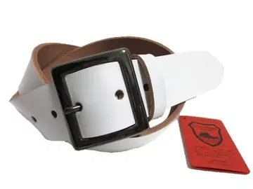 도치기 가죽 벨트 (화이트) 블랙 니켈 도금 버클 40mm 폭 통가죽