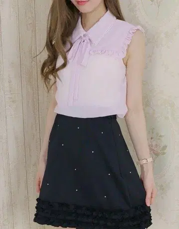 Poupee BOUTIQUE 슬리브리스 블라우스 라벤더 프리 사이즈