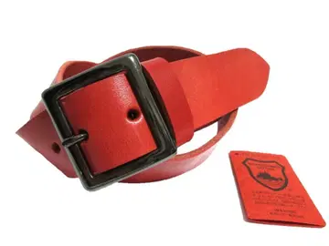 도치기 가죽 벨트 (빨간색) 블랙 니켈 도금 버클 40mm 폭 통가죽