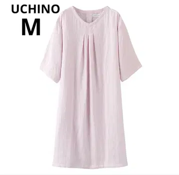 미사용 새상품 UCHINO 우치노 마쉬멜로우 거즈 원피스 7부 소매 핑크