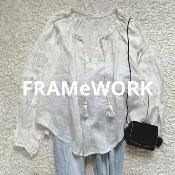 FRAMeWORK 린넨 거즈 블라우스 내추럴