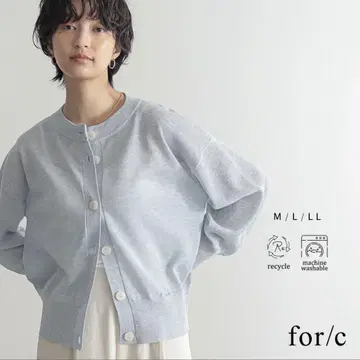 for/c 포시 크루넥 시어 긴팔 가디건 M 블루