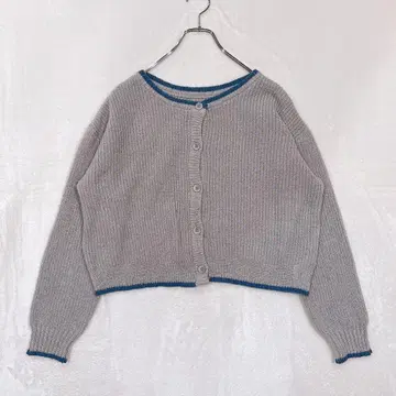 새상품급 사만사 모스모스 블루 (F) 가디건 숏 기장 와플 편