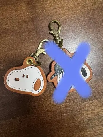 스누피 올라프 도치기 가죽 참 키링