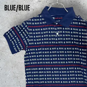 BLUE/BLUE 반팔 피케 셔츠 로고 블루 남성용 로고 블루