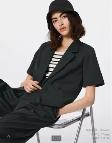 미사용 새상품 GU 하프 슬리브 자켓 Z+E S 사이즈 블랙