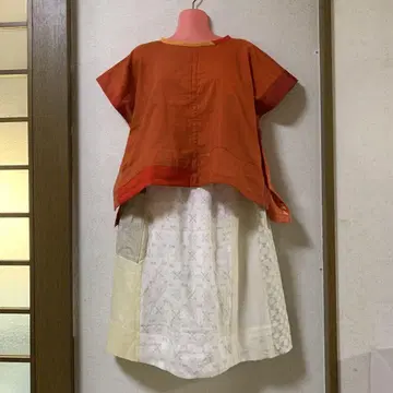 홍화염 상의 홍화염 목화 빈티지 원단 리메이크