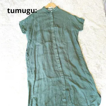 tumugu: 린넨 셔츠 원피스 롱 셔츠 원피스