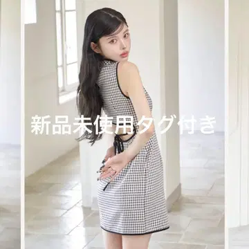 Darich 다리치 허리 오픈 체크 미니 원피스