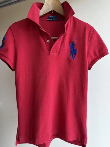 Ralph Lauren 빅 포니 레드 여성용 반팔 피케 셔츠
