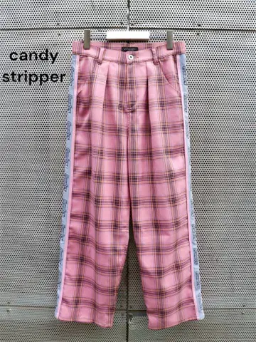 Candy Stripper 캔디 스트리퍼 로고 라인 체크 팬츠