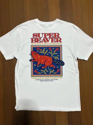 SUPER BEAVER Wall Art 티셔츠 화이트 XL 사이즈 흰색