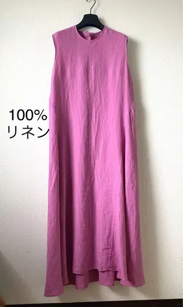 Rouge vif 슬리브리스 롱 원피스 100% 린넨